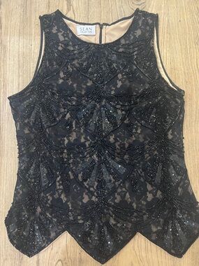 Sean Collection Black Beaded Lace Camisole measurements in photos